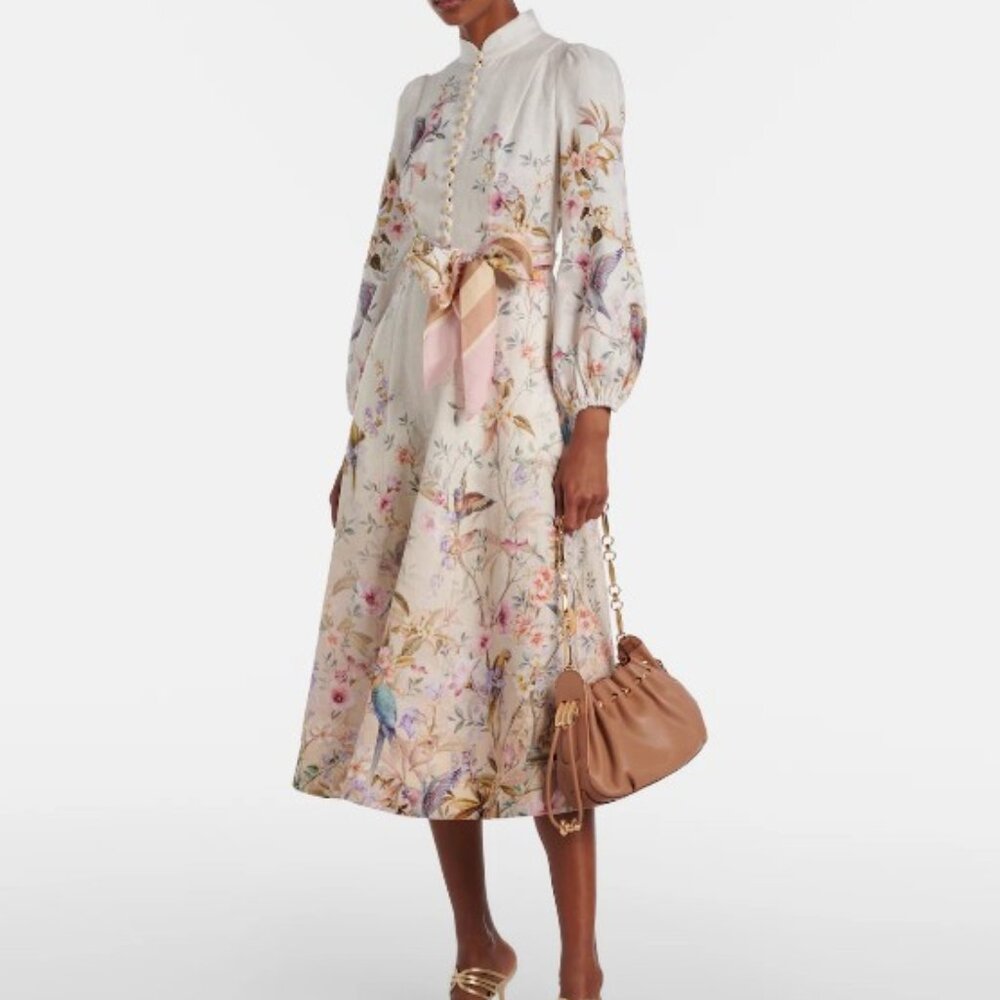 NWOT ！Zimmermann Rebellion printed linen midi dress